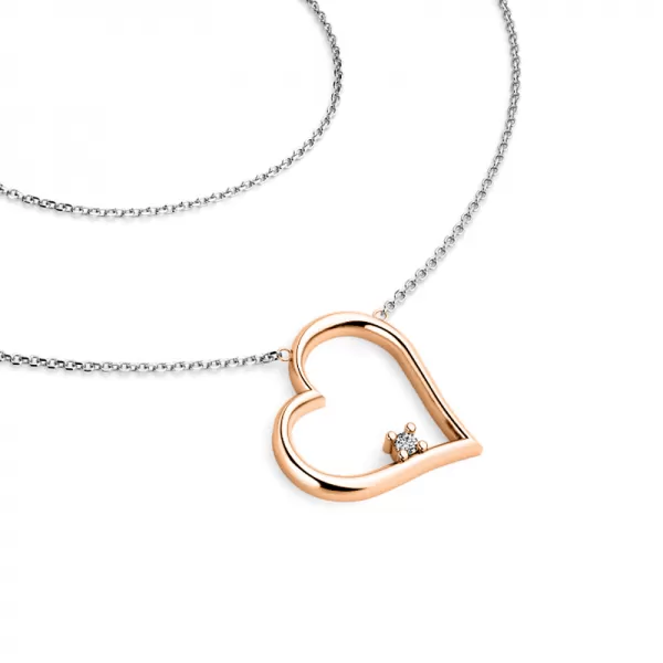 Srdce s briliantem - náhrdelník 10875-NH01-BCV