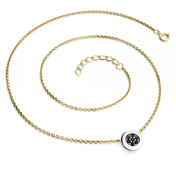 Náhrdelník s černými brilianty 10902-NH01-ZLB-Black