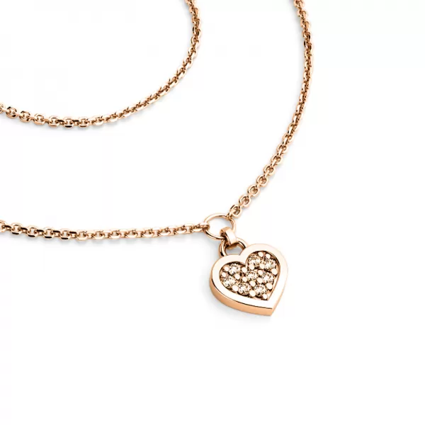 Náhrdelník z růžového zlata se srdíčkem s brilianty 10881-NH01A-CV-Champ