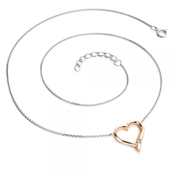 Náhrdelník srdce s briliantem 10917-NH01-BCV