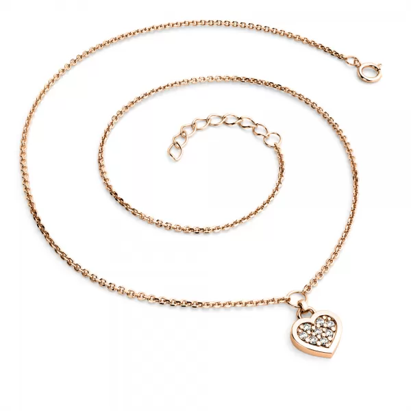 Náhrdelník z růžového zlata se srdíčkem s brilianty 10881-NH01A-CV