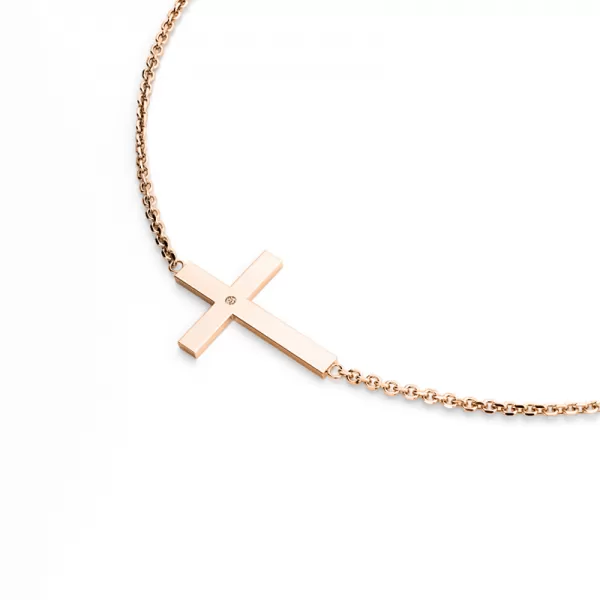 Náhrdelník s křížem a Champagne diamantem 10947-NH01-CV-Champ