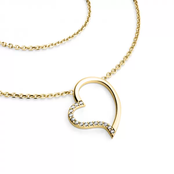 Náhrdelník srdce s diamanty ve žlutém zlatě 10948-NH01-ZL