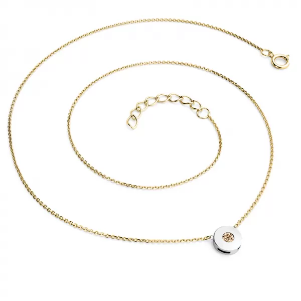 Zlatý náhrdelník s Champagne briliantem 10911-NH01-ZLB-Champ