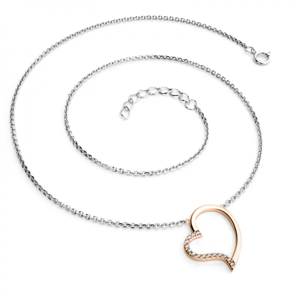 Náhrdelník srdce s diamanty 10948-NH01-CVB