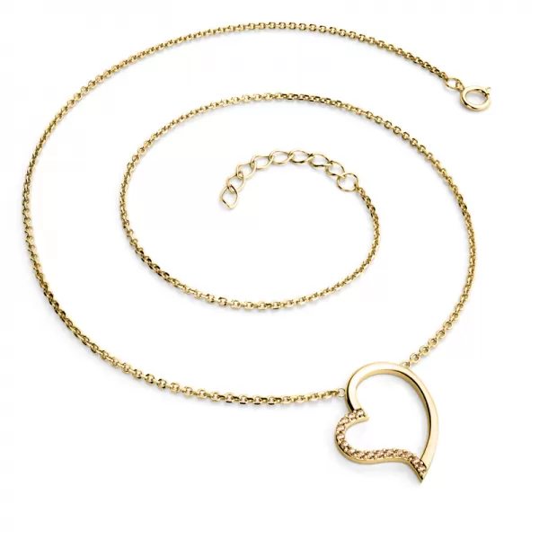 Náhrdelník srdce s Champagne diamanty ve žlutém zlatě 10948-NH01-ZL-Champ