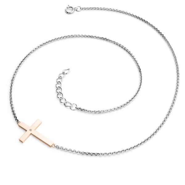 Náhrdelník s křížem a diamantem 10947-NH01-BCV