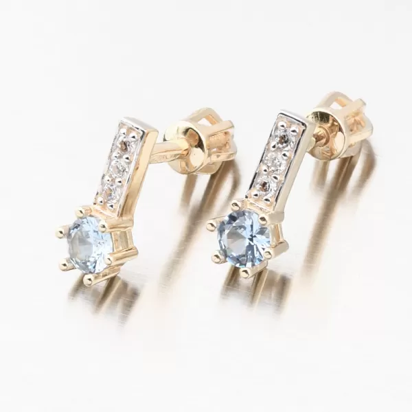 Zlaté náušnice s akvamarínem a se zirkony 52GZ-8057-ZL-AKVA