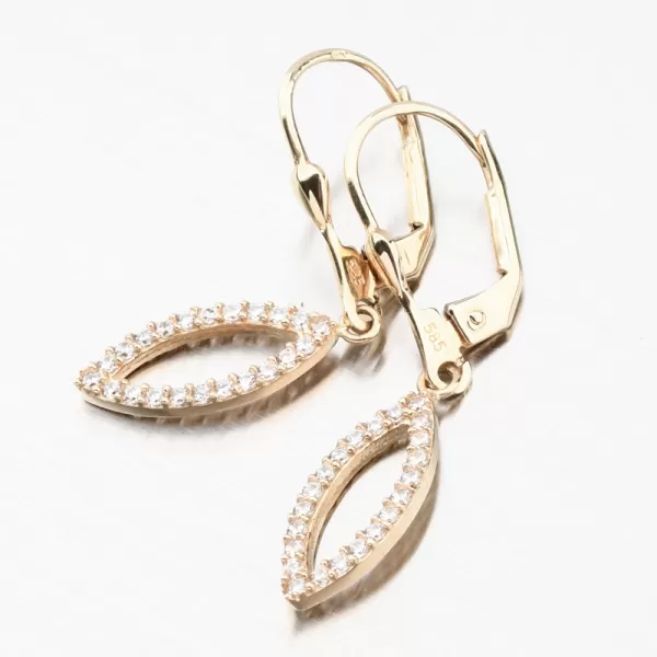 Zlaté visací náušnice se zirkony 12-705