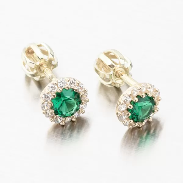 Zlaté pecky se smaragdem a zirkony 52GZ-2745-ZL-SMAR