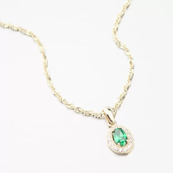 Zlatý přívěsek se smaragdem a se zirkony 53GZ-8056-ZL-SMAR