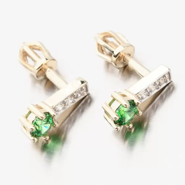Zlaté náušnice se smaragdem a se zirkony 52GZ-8057-ZL-SMAR