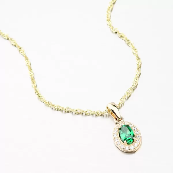 Zlatý přívěsek se smaragdem a se zirkony 53GZ-8056-ZL-SMAR