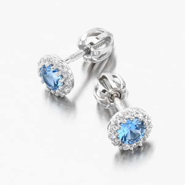 Pecky z bílého zlata s akvamarínem a se zirkony 52GZ-2745-B-AKVA