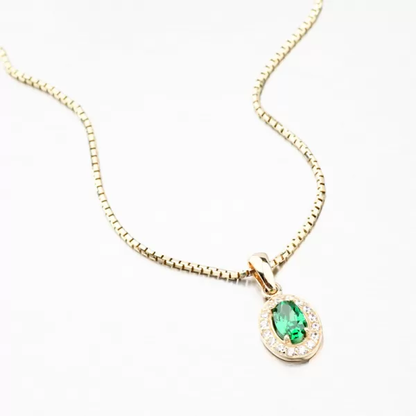 Zlatý přívěsek se smaragdem a se zirkony 53GZ-8056-ZL-SMAR