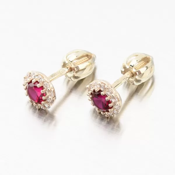 Zlaté pecky s rubínem a se zirkony 52GZ-2745-ZL-RUB