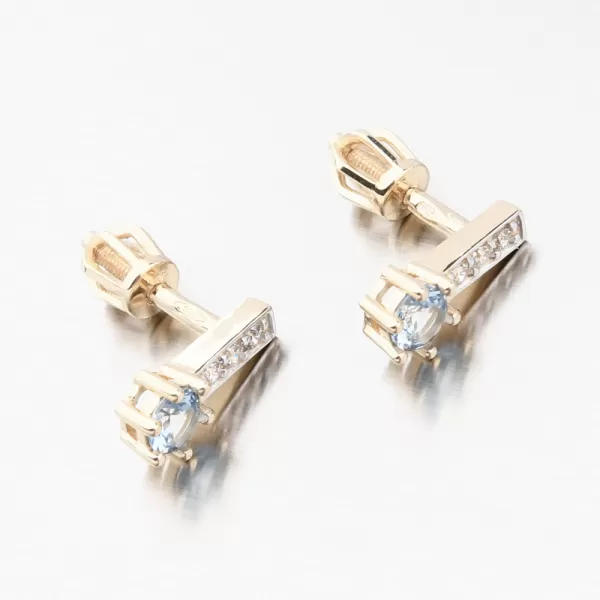 Zlaté náušnice s akvamarínem a se zirkony 52GZ-8057-ZL-AKVA