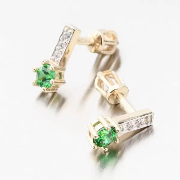Zlaté náušnice se smaragdem a se zirkony 52GZ-8057-ZL-SMAR