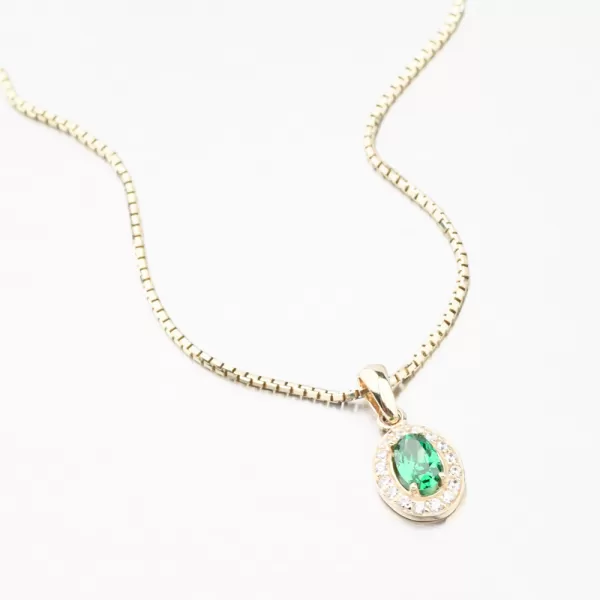 Zlatý přívěsek se smaragdem a se zirkony 53GZ-8056-ZL-SMAR