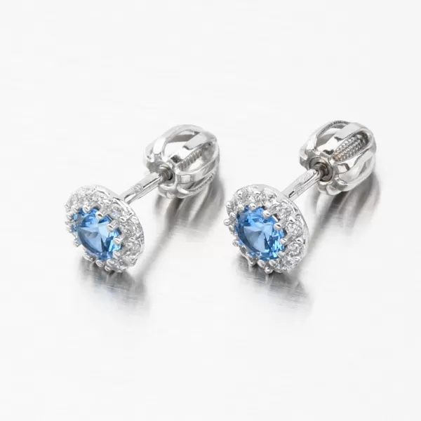 Pecky z bílého zlata s akvamarínem a se zirkony 52GZ-2745-B-AKVA