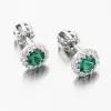 Pecky z bílého zlata se smaragdem a zirkony 52GZ-2745-B-SMAR