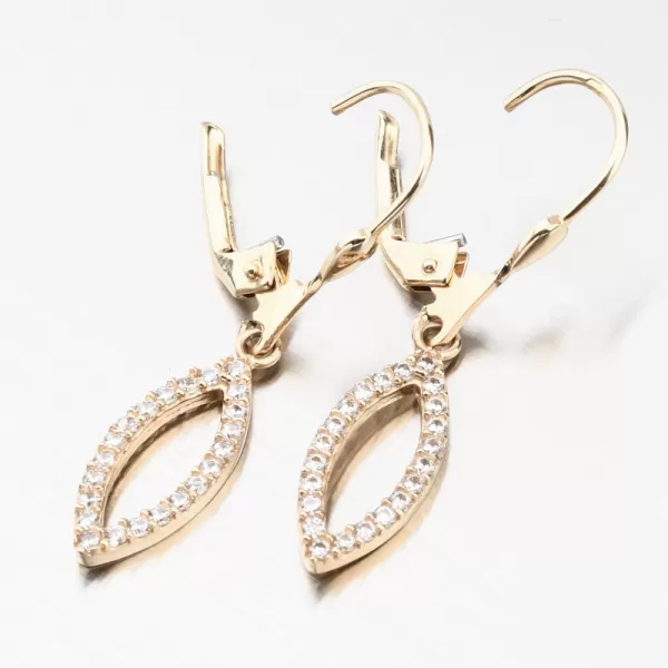 Zlaté visací náušnice se zirkony 12-705