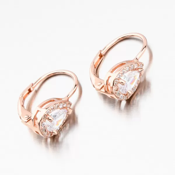Růžově zlacené náušnice ze stříbra 925 se zirkony UCST-122231