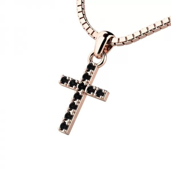 Přívěsek - křížek s černými brilianty 140018-02-CV-Black-DIA