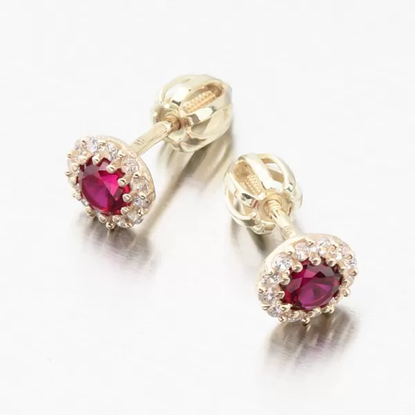 Zlaté pecky s rubínem a se zirkony 52GZ-2745-ZL-RUB
