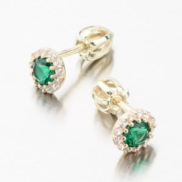 Zlaté pecky se smaragdem a zirkony 52GZ-2745-ZL-SMAR