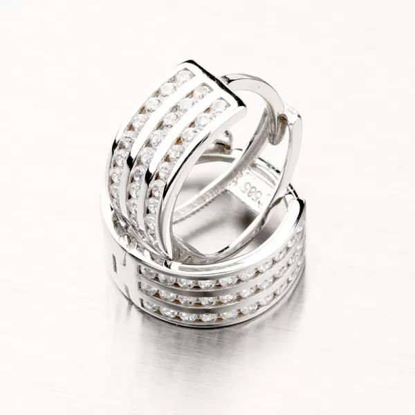 Kroužky se zirkony z bílého zlata PKL12-027B
