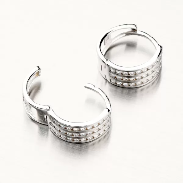 Kroužky se zirkony z bílého zlata PKL12-027B