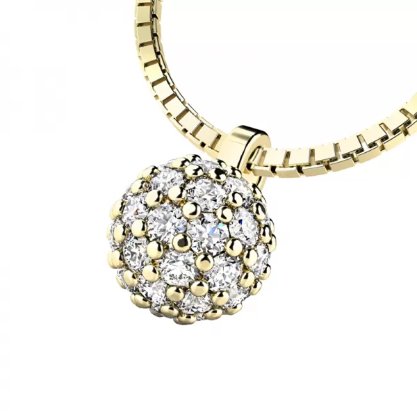 Zlatý náhrdelník s kuličkou posetou diamanty 10971-NH01-ZL
