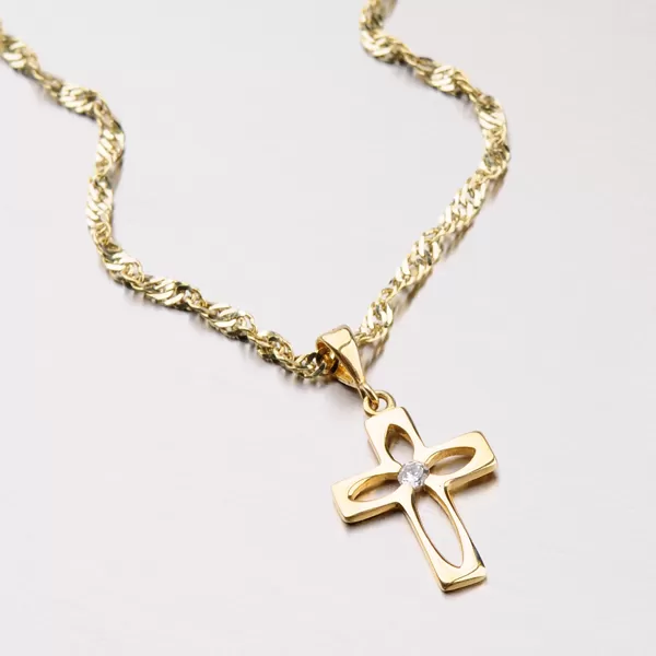 Zlatý přívěsek - kříž se zirkonem 43-2112