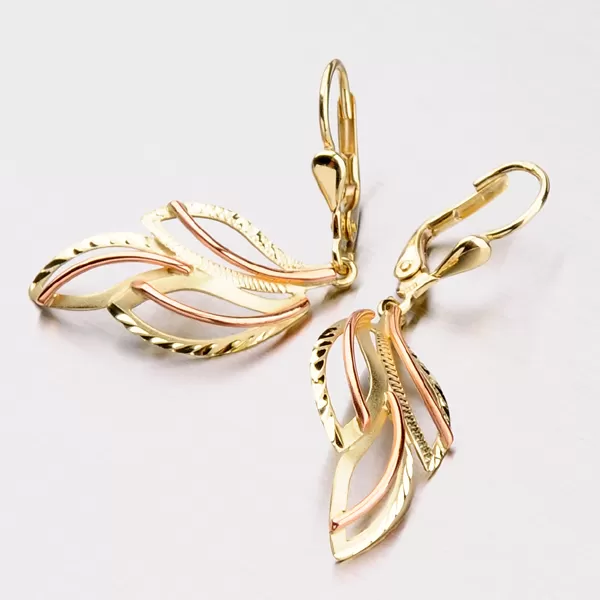 Náušnice ze zlata - ruční výroba s gravírováním 52NK-368