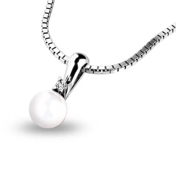 Zlatý perlový přívěsek se zirkonem 10891-B-ZIR