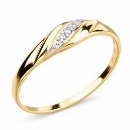 Prsten žluté zlato 585/1000 se zirkony DZ2084-ZL