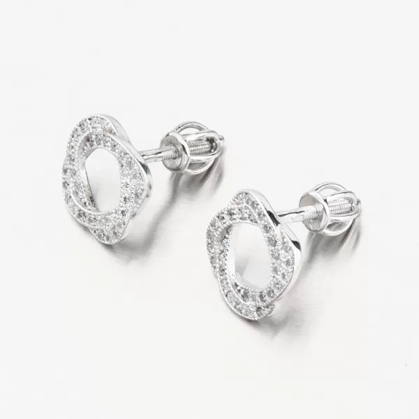 Náušnice z bílého zlata pecky se zirkony 663P-120289