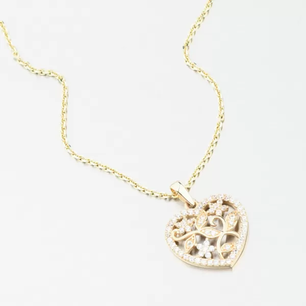 Zlatý přívěsek srdce se zirkony 43-22425