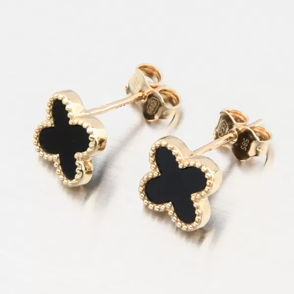 Zlaté náušnice čtyřlístky 12R-747