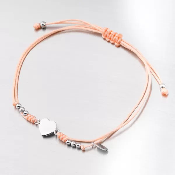 Stříbrný provázkový náramek se srdíčkem BST-14382