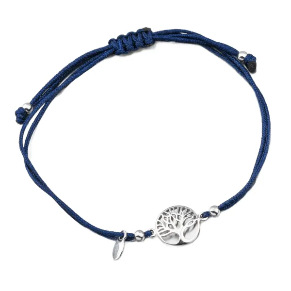 Náramek stříbro 925 provázkový strom života BST-14374-Blue