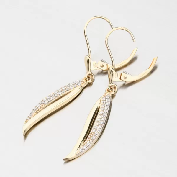 Zlaté visací náušnice se zirkony 52GZ-8046-ZL-ZIR