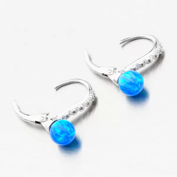 Stříbrné náušnice s modrým opálem a se zirkony PKL-2171