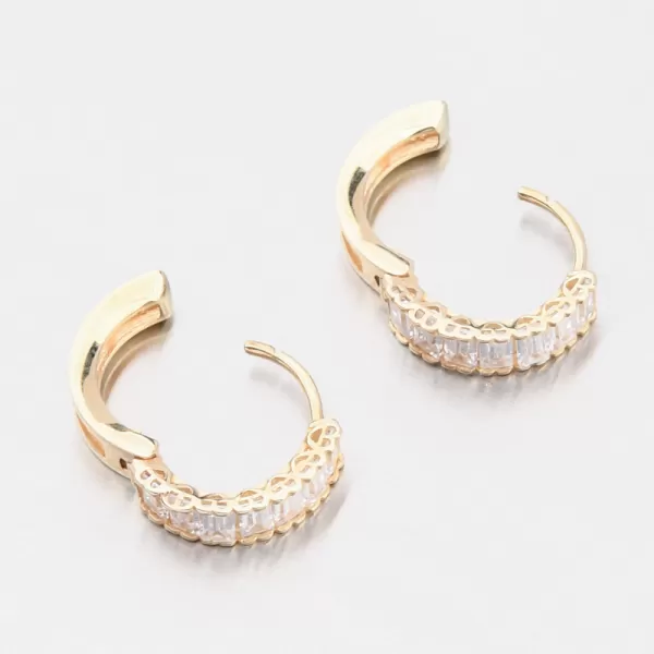 Dámské náušnice žluté zlato 585 kruhy se zirkony 143P-122430