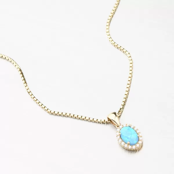 Zlatý přívěsek s modrým opálem 162P-132420-BL