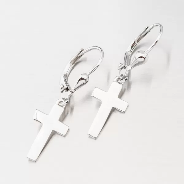 Visací stříbrné náušnice s křížem PKL-2174