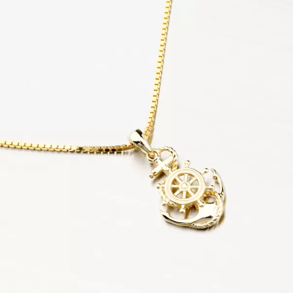 Pozlacený stříbrný přívěsek kotva kormidlo PKL-3123