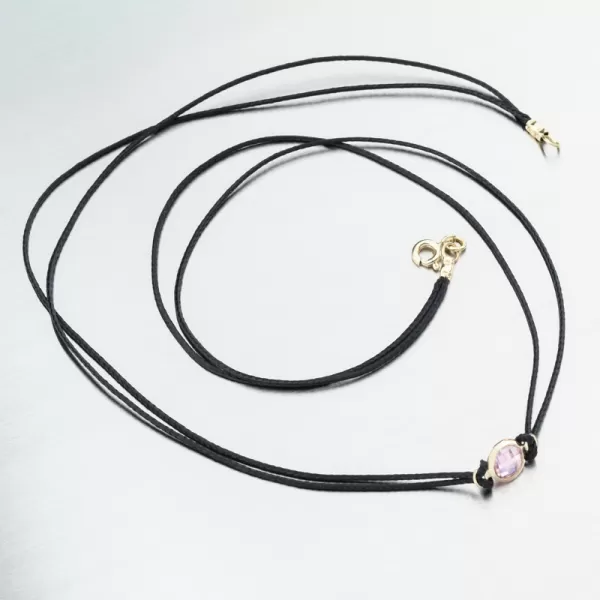 Šňůrkový náhrdelník se zlatým přívěskem LT15-001-ZL-PINK