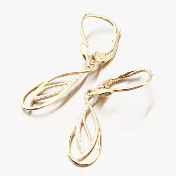 Zlaté visací náušnice se zirkony 663P-120405